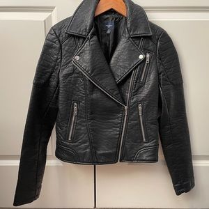 American Eagle size small vegan black leather zip jacket